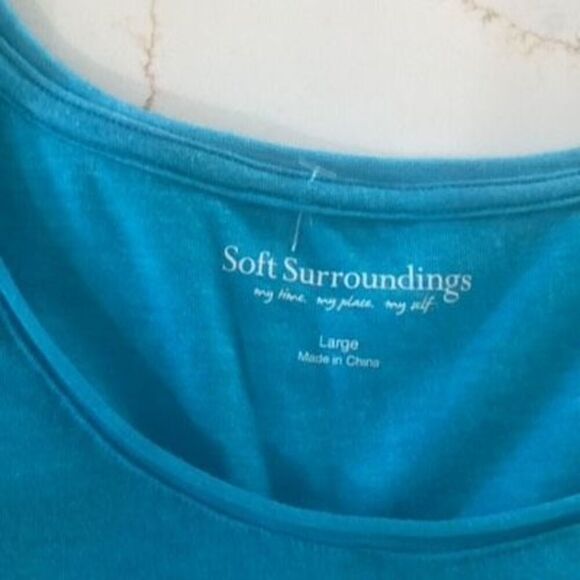 Soft Surroundings Patch Work Top Sz L 3/4 Sleeve Floral - Picture 5 of 6